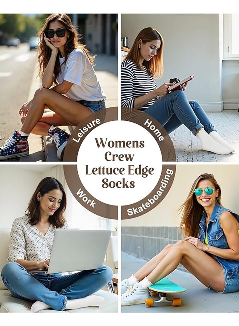 يوجي 8 حزمة المرأة الجوارب الرافل,جوارب تصميم الرافل,جوارب الكاحل الجميلة العادية التنفسية الحياكة القطن الناعم فرلي طاقم الجوارب للنساء,مثالية لأي مناسبة,طازجة جافة ومريحة فائقة - Image 2